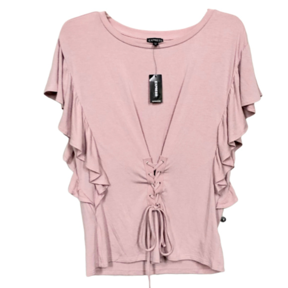 Express Tops - 5/$35 Express Pink Lace Up Design Top - XS - NEW!